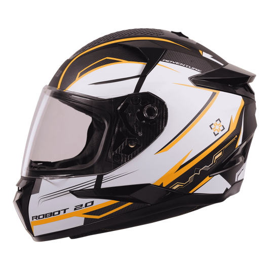 STEELBIRD Sbh 35 Robot Black Orange Full Face Helmet