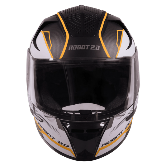STEELBIRD Sbh 35 Robot Black Orange Full Face Helmet