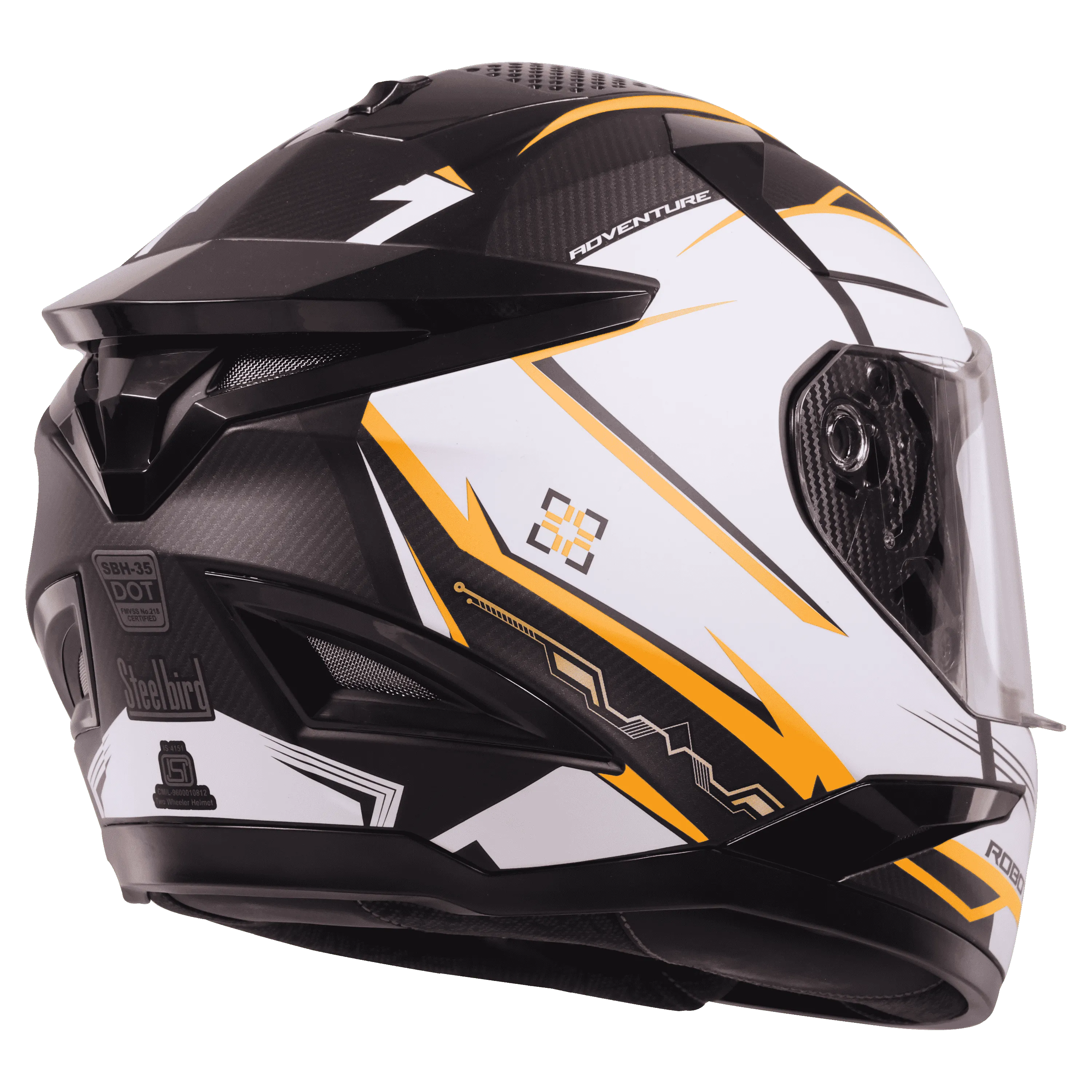 STEELBIRD Sbh 35 Robot Black Orange Full Face Helmet