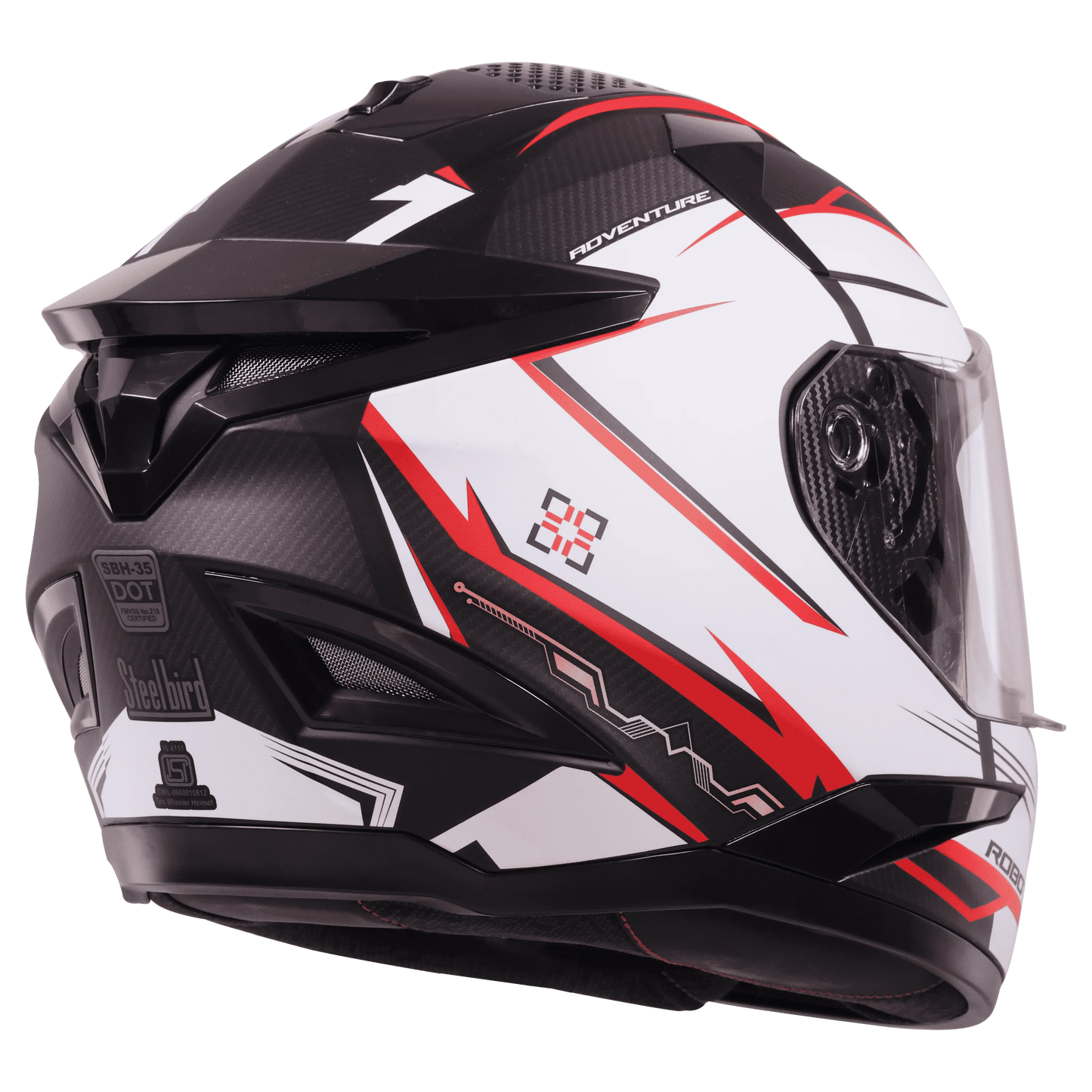STEELBIRD Sbh 35 Robot Black Red Full Face Helmet