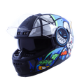 STEELBIRD Sbh 40 Issmecrazy Doe Glsy Blkblue 600Mm C Full Face Helmet