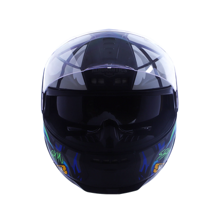 STEELBIRD Sbh 40 Issmecrazy Doe Glsy Blkblue 600Mm C Full Face Helmet