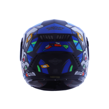 STEELBIRD Sbh 40 Issmecrazy Doe Glsy Blkblue 600Mm C Full Face Helmet