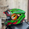 STEELBIRD Sbh 40 Iss Me Mamba Glossy Blkgreen 580Mm C Full Face Helmet