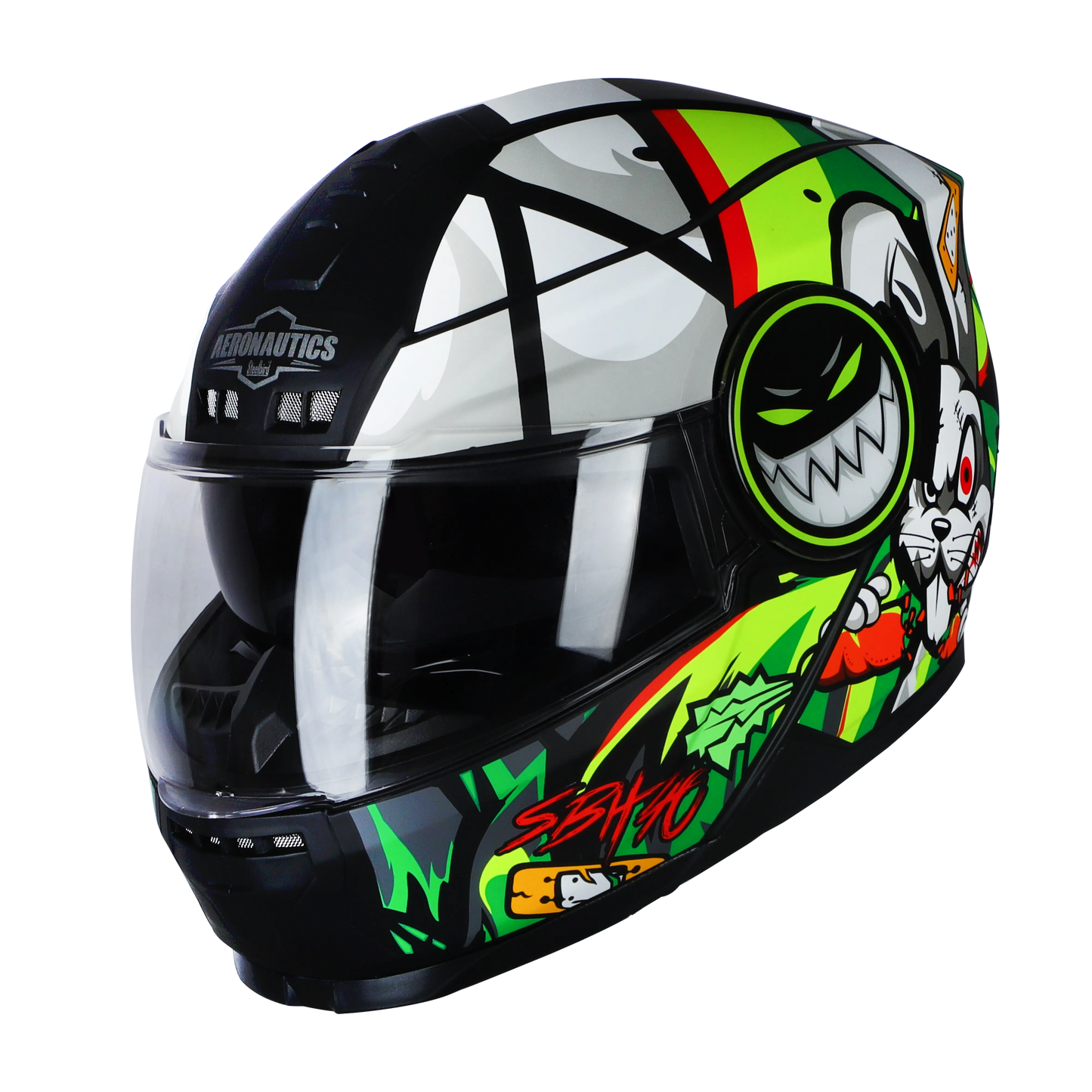STEELBIRD Sbh 40Issmecrazy Doe Glsy Blkgreen 600Mm C Full Face Helmet