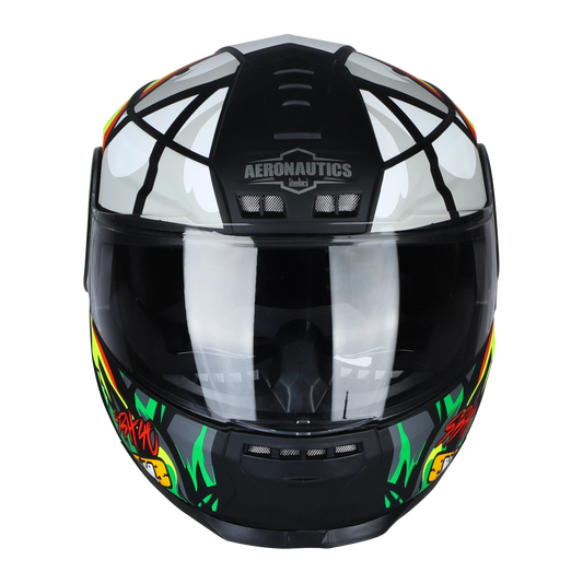 STEELBIRD Sbh 40Issmecrazy Doe Glsy Blkgreen 600Mm C Full Face Helmet
