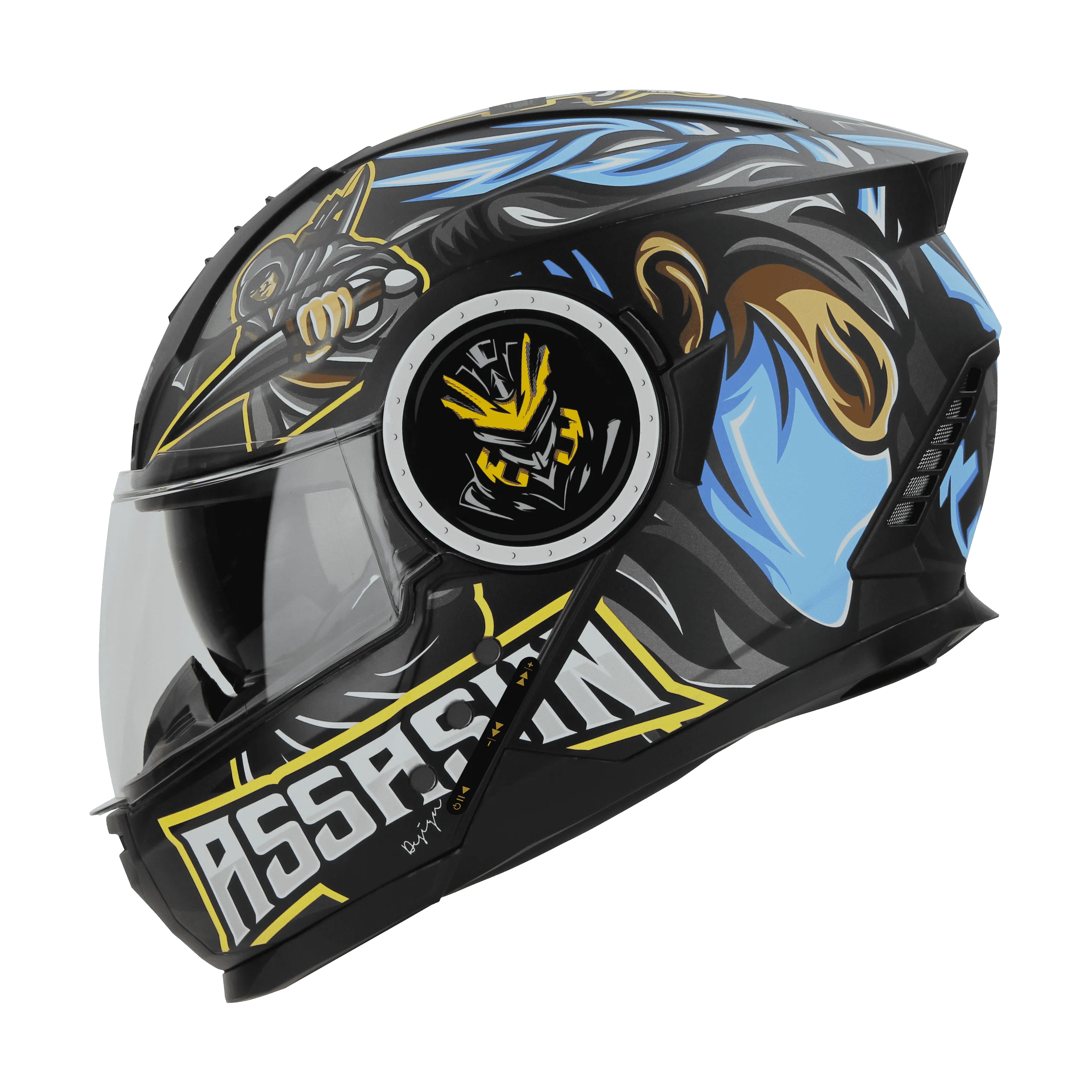 STEELBIRD Sbh 40 Iss Assasin Glsy Black Blue Full Face Helmet