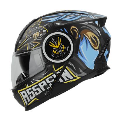 STEELBIRD Sbh 40 Iss Assasin Glsy Black Blue Full Face Helmet
