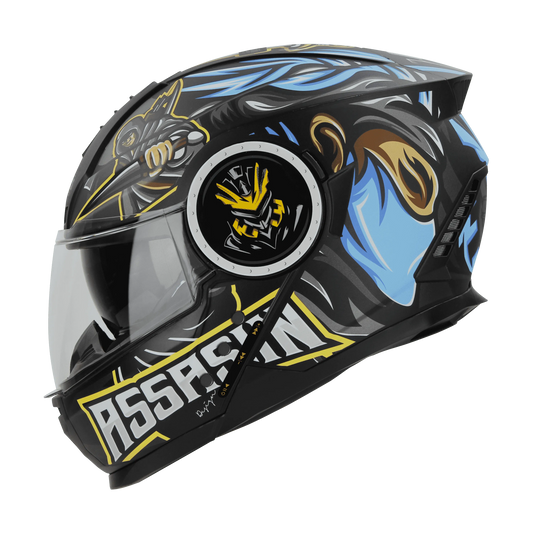 STEELBIRD Sbh 40 Iss Assasin Glsy Black Blue Full Face Helmet