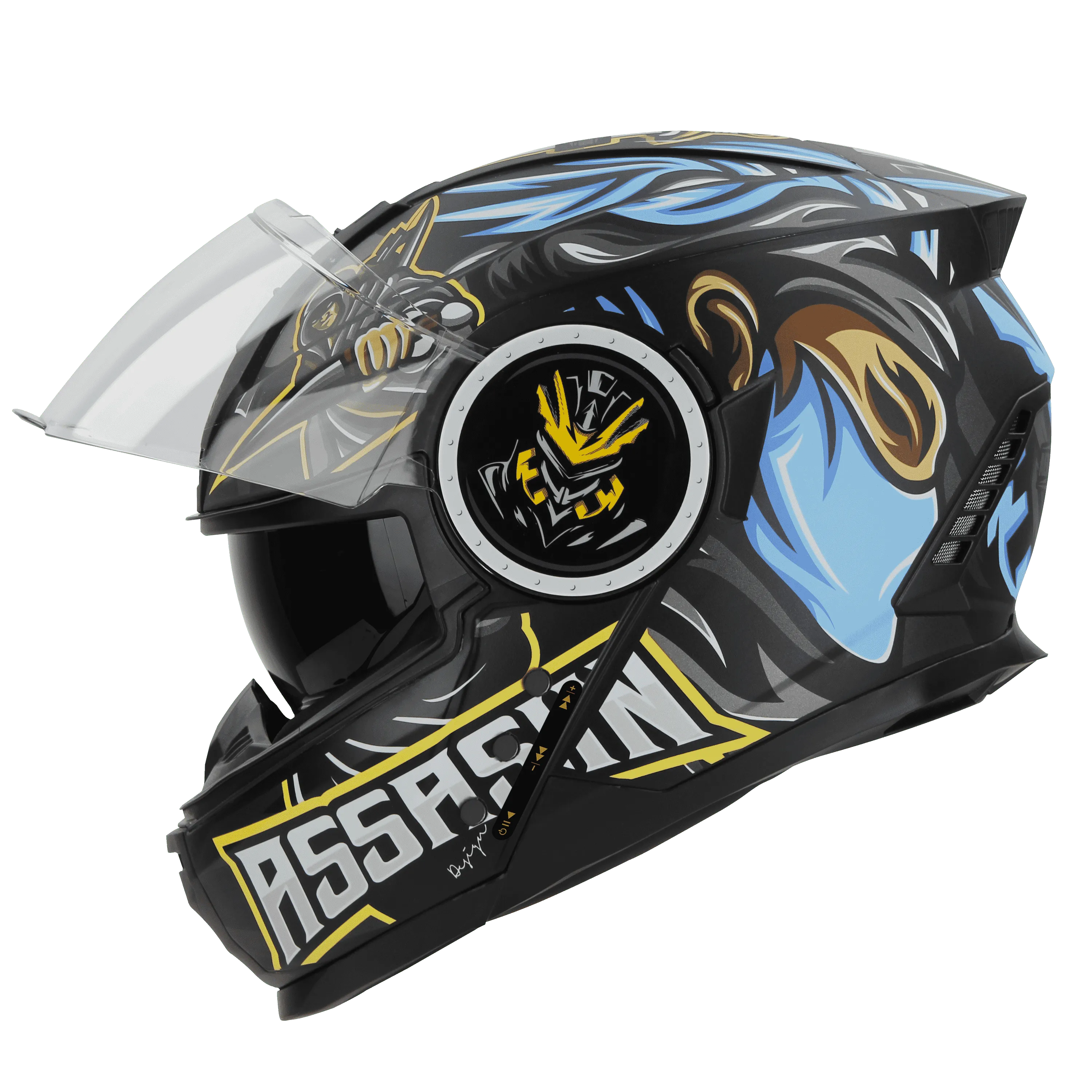 STEELBIRD Sbh 40 Iss Assasin Glsy Black Blue Full Face Helmet