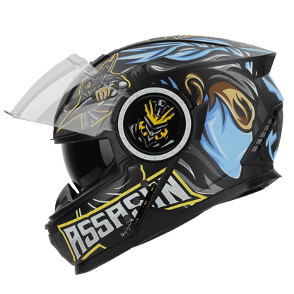STEELBIRD Sbh 40 Iss Assasin Glsy Black Blue Full Face Helmet