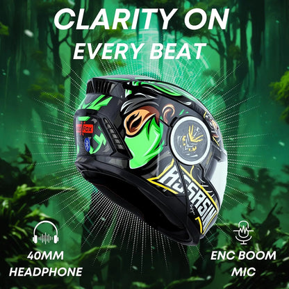 STEELBIRD Sbh 40 Iss Assasin Glsy Black Green Full Face Helmet