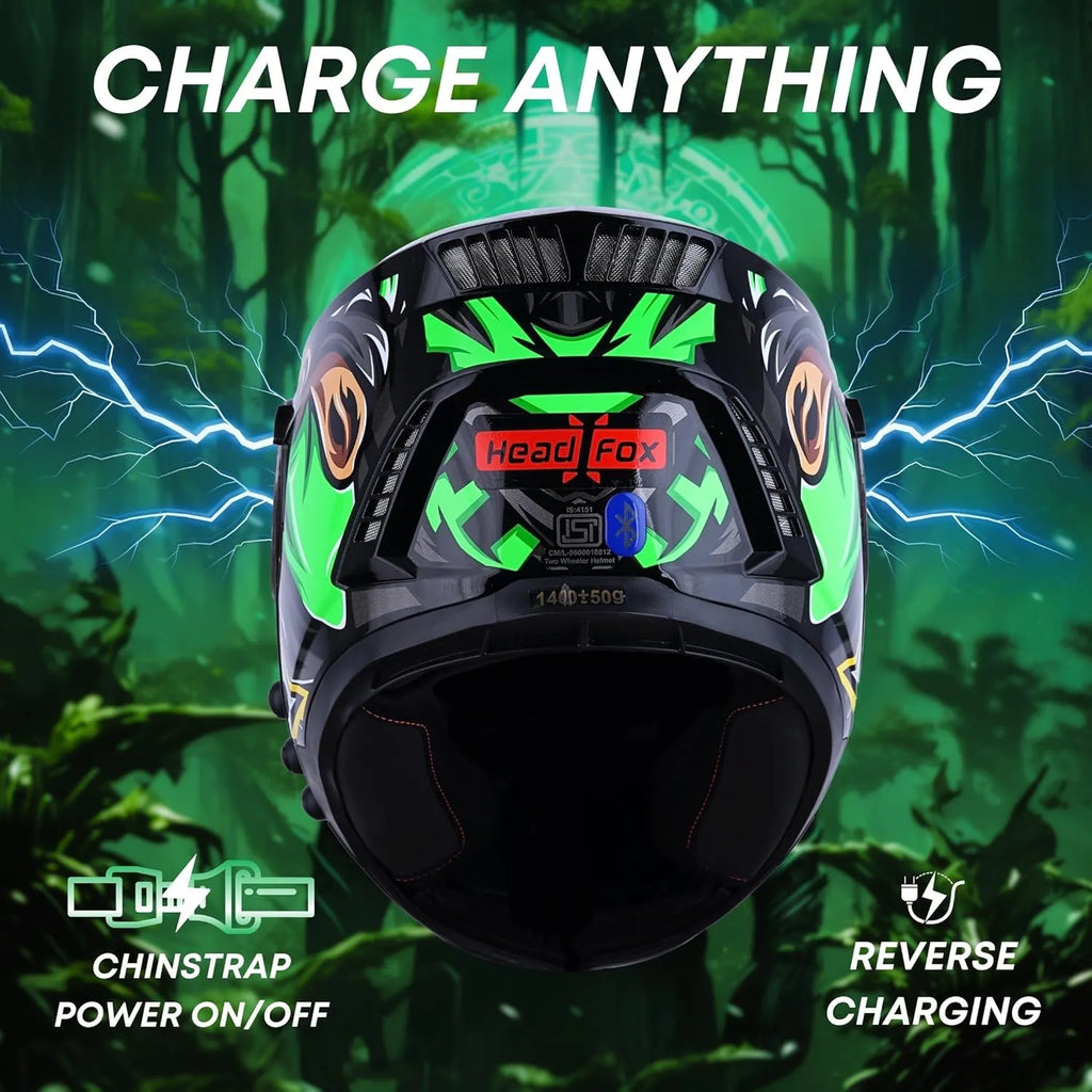 STEELBIRD Sbh 40 Iss Assasin Glsy Black Green Full Face Helmet