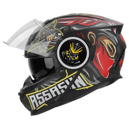STEELBIRD Sbh 40 Iss Assasin Glsy Black Red Full Face Helmet