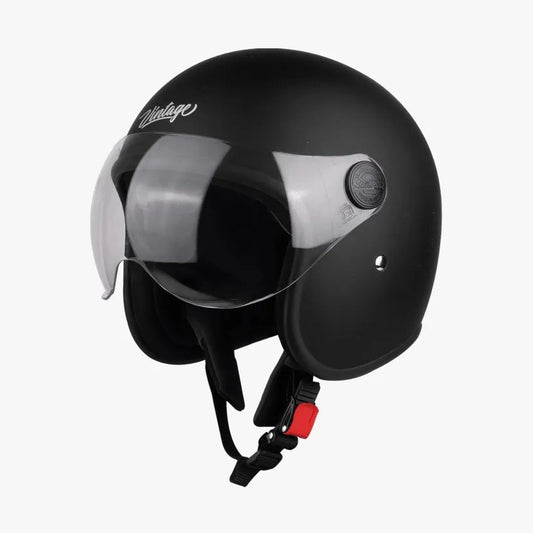 STEELBIRD Sbh 54 Vintage Black Half Face Helmet