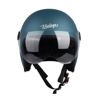 STEELBIRD Sbh 54 Vintage Matt Blue Half Face Helmet