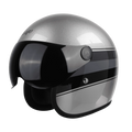 STEELBIRD Sbh 54 Vintage S1 Silver Black Half Face Helmet