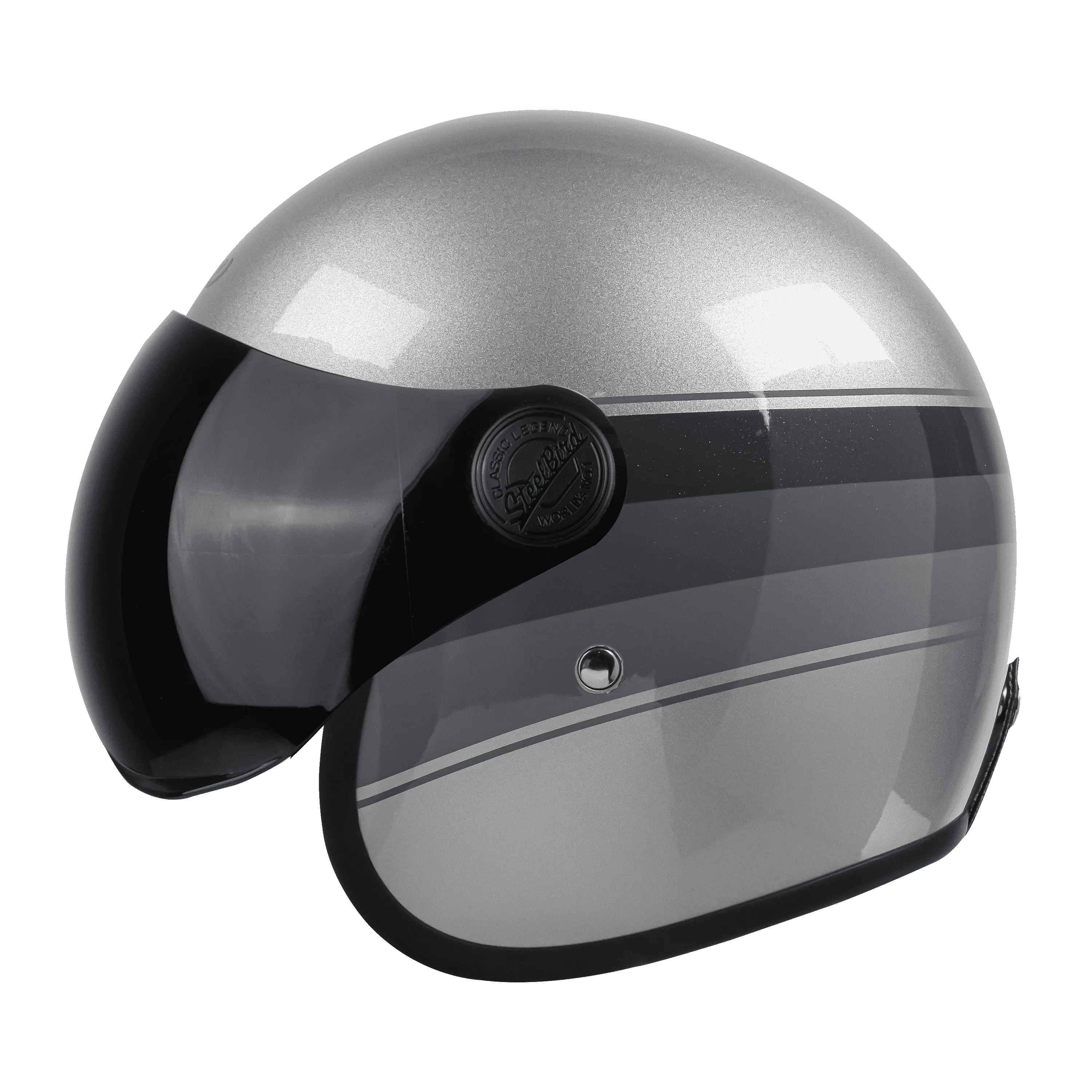 STEELBIRD Sbh 54 Vintage Silver Grey Full Face Helmet