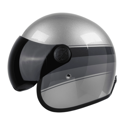 STEELBIRD Sbh 54 Vintage Silver Grey Full Face Helmet