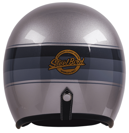 STEELBIRD Sbh 54 Vintage Silver Grey Full Face Helmet