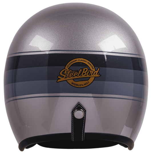 STEELBIRD Sbh 54 Vintage Silver Grey Full Face Helmet
