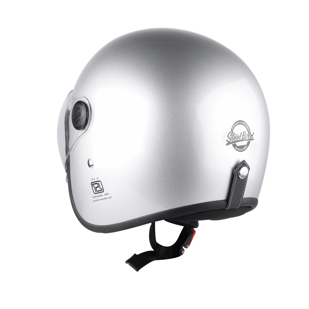 STEELBIRD Sbh 54 Vintage Sliver Half Face Helmet
