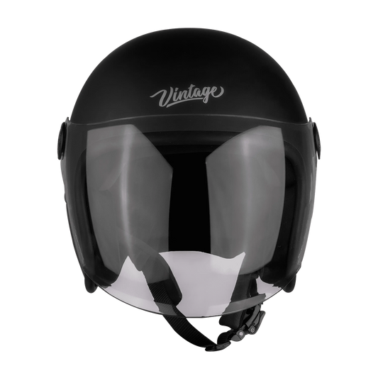 STEELBIRD Sbh 56 Vintage Black Half Face Helmet