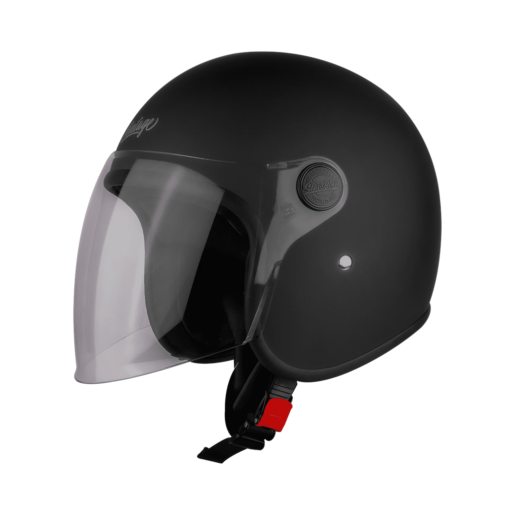 STEELBIRD Sbh 56 Vintage Black Half Face Helmet
