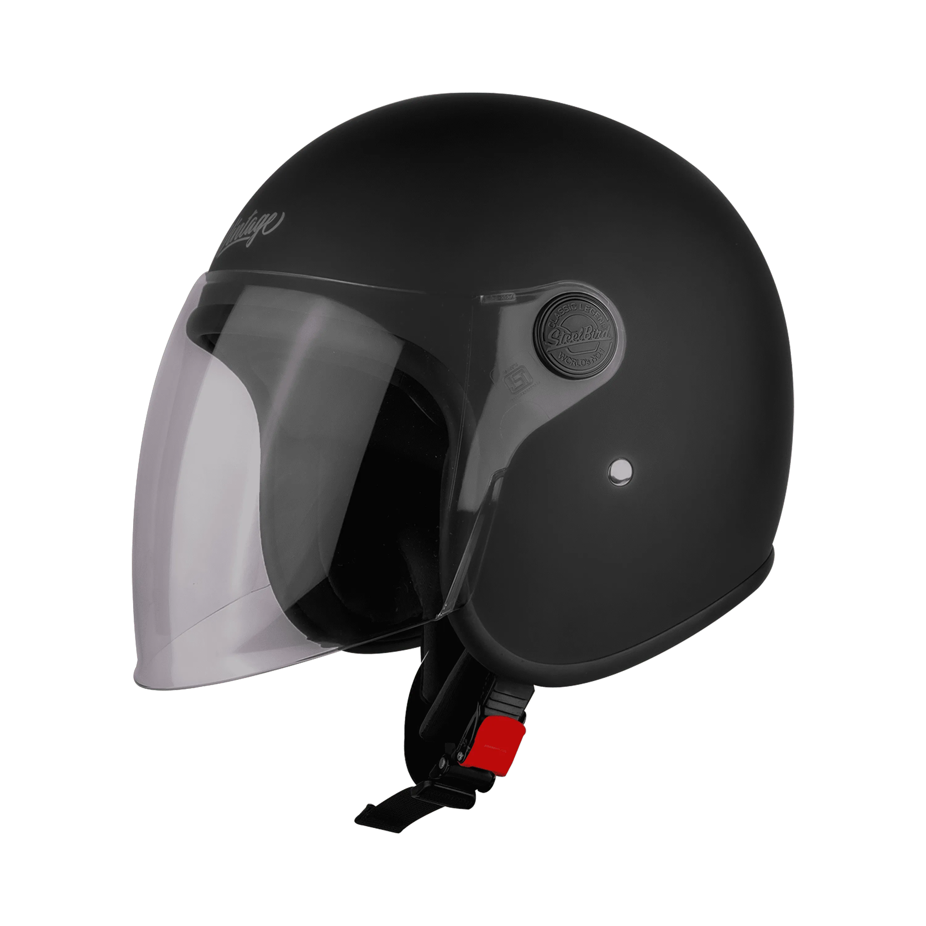 STEELBIRD Sbh 56 Vintage Black Half Face Helmet