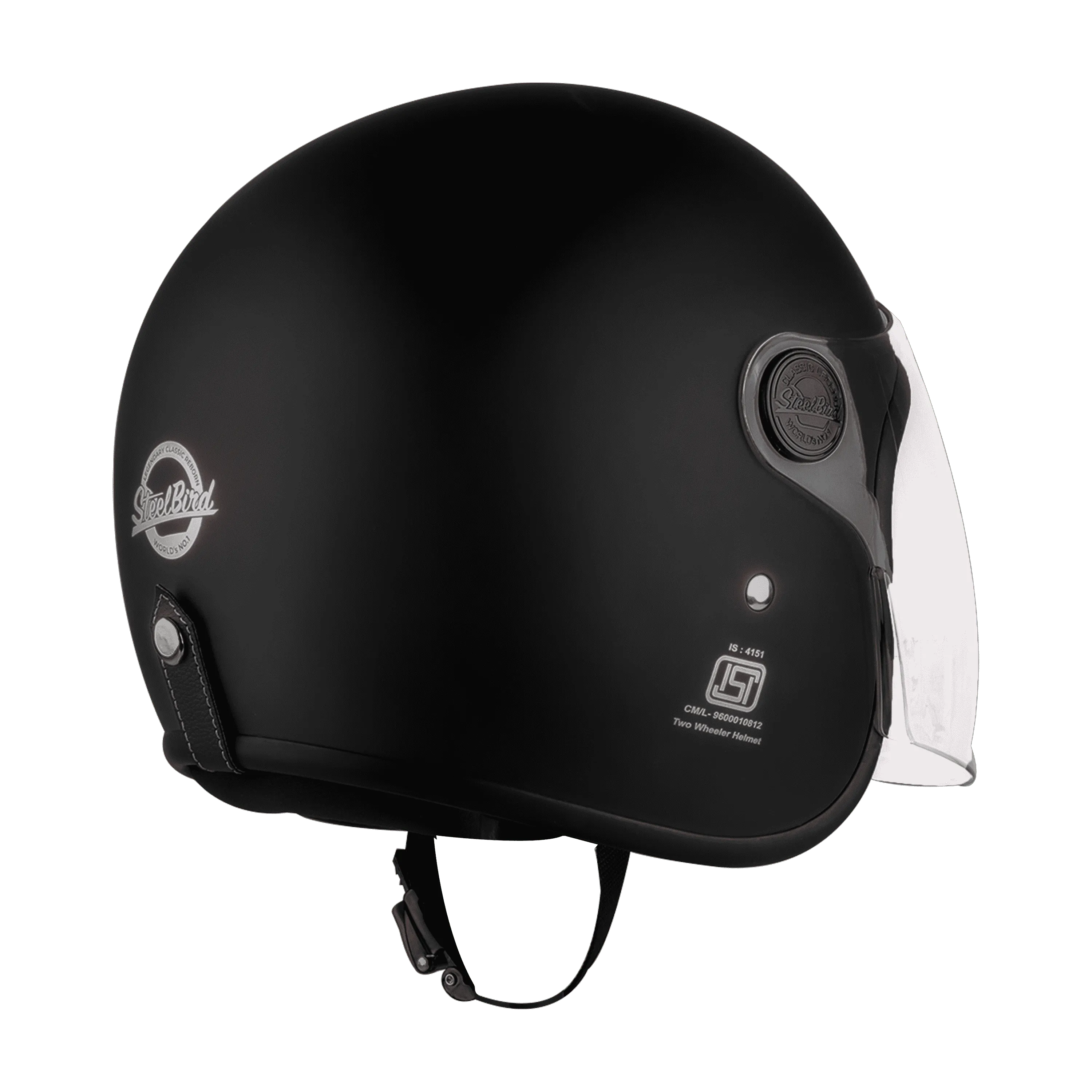 STEELBIRD Sbh 56 Vintage Black Half Face Helmet