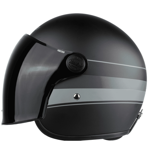 STEELBIRD Sbh 56 Vintage Black Grey Half Face Helmet