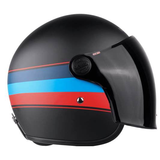 STEELBIRD Sbh 56 Vintage Black Red Half Face Helmet