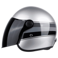STEELBIRD Sbh 56 Vintage Silver Black Half Face Helmet