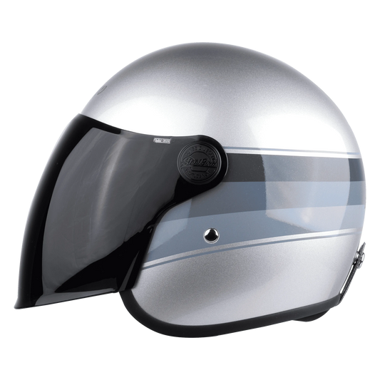 STEELBIRD Sbh 56 Vintage Silver Grey Half Face Helmet