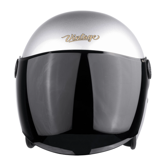 STEELBIRD Sbh 56 Vintage Silver Grey Half Face Helmet