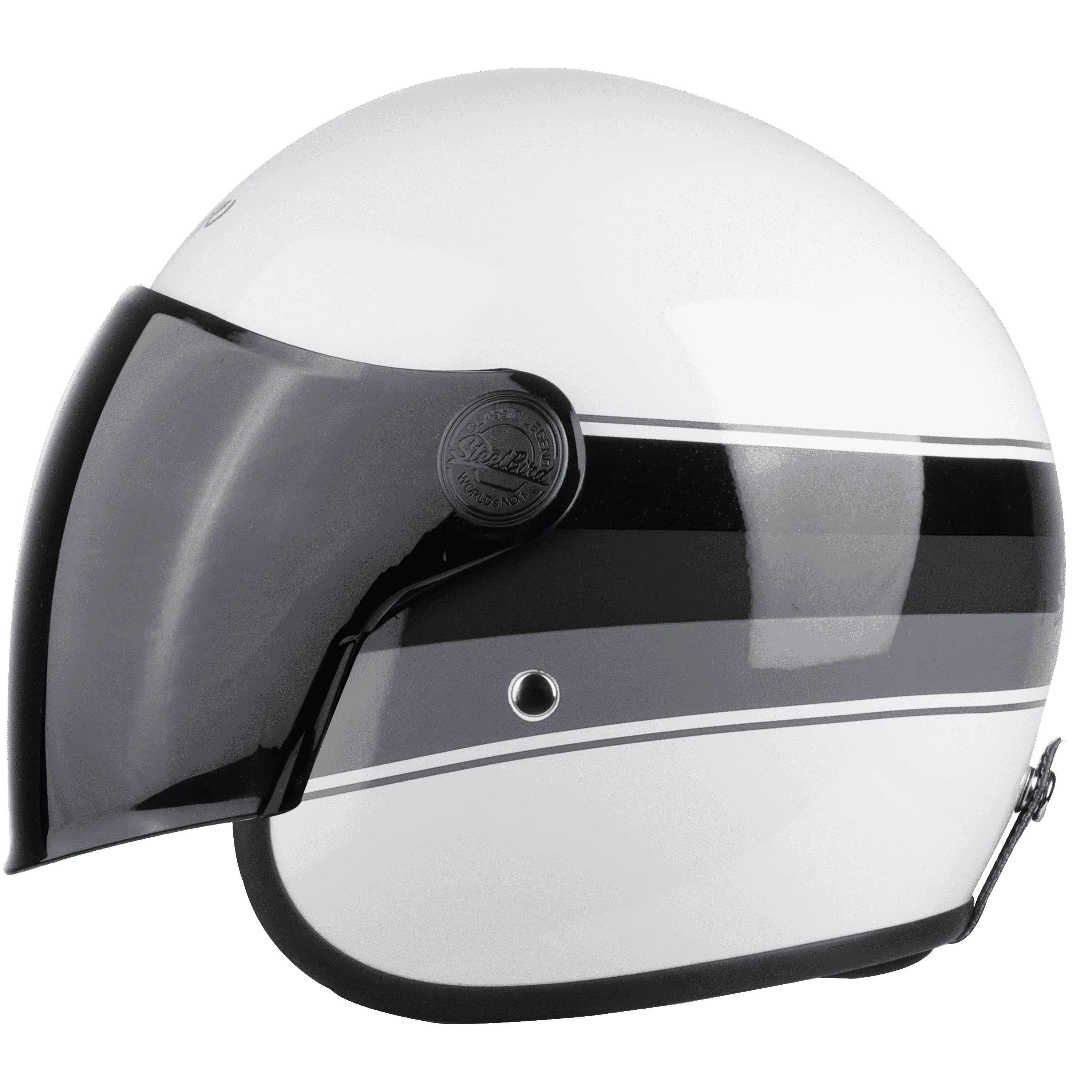 STEELBIRD Sbh 56 Vintage White Grey Half Face Helmet