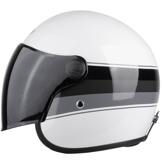 STEELBIRD Sbh 56 Vintage White Grey Half Face Helmet