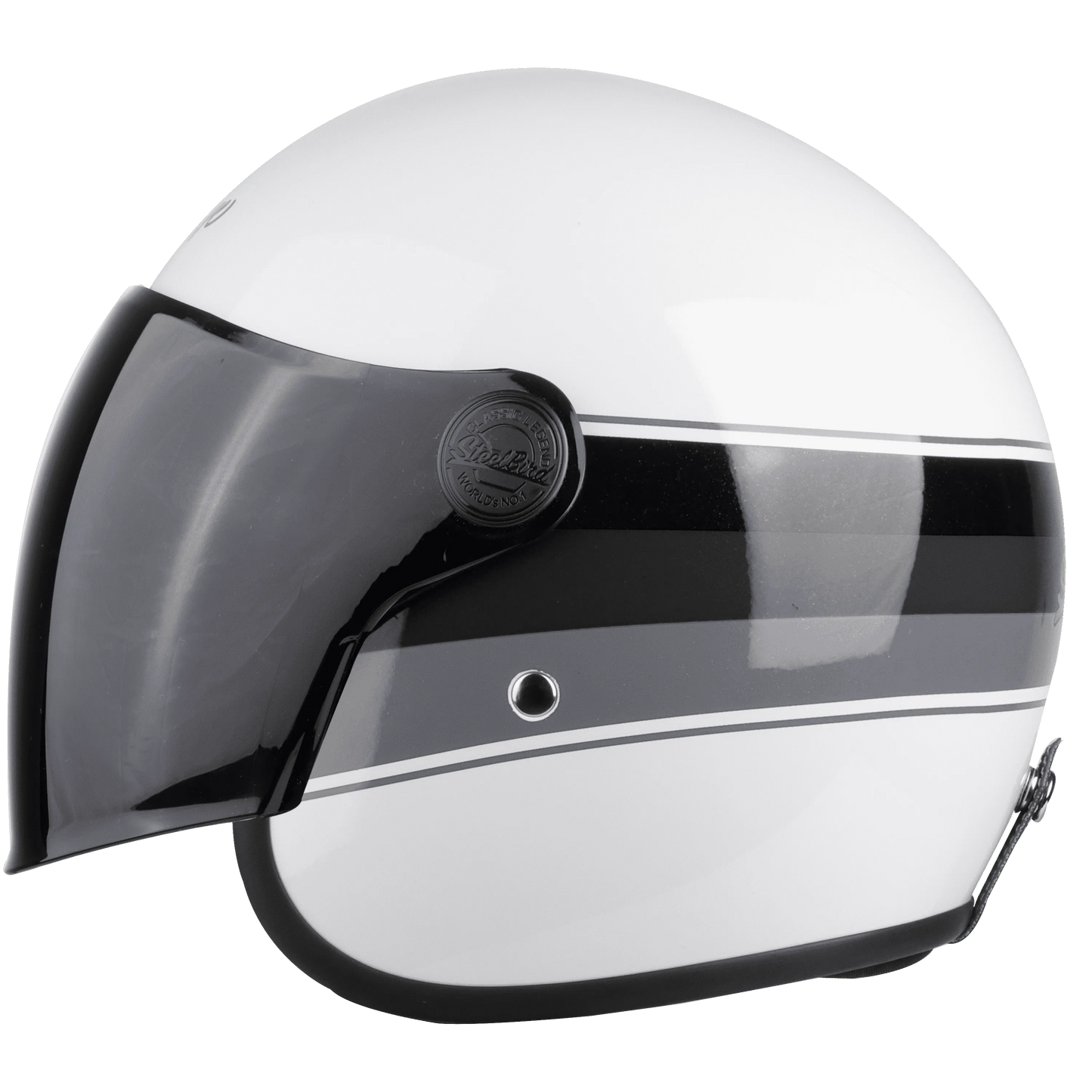 STEELBIRD Sbh 56 Vintage White Grey Half Face Helmet