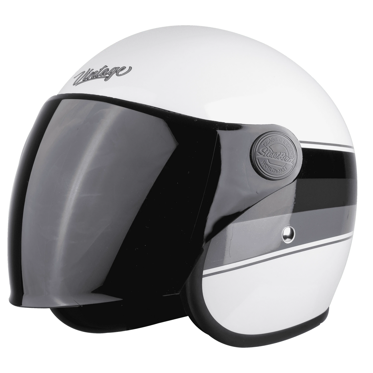 STEELBIRD Sbh 56 Vintage White Grey Half Face Helmet