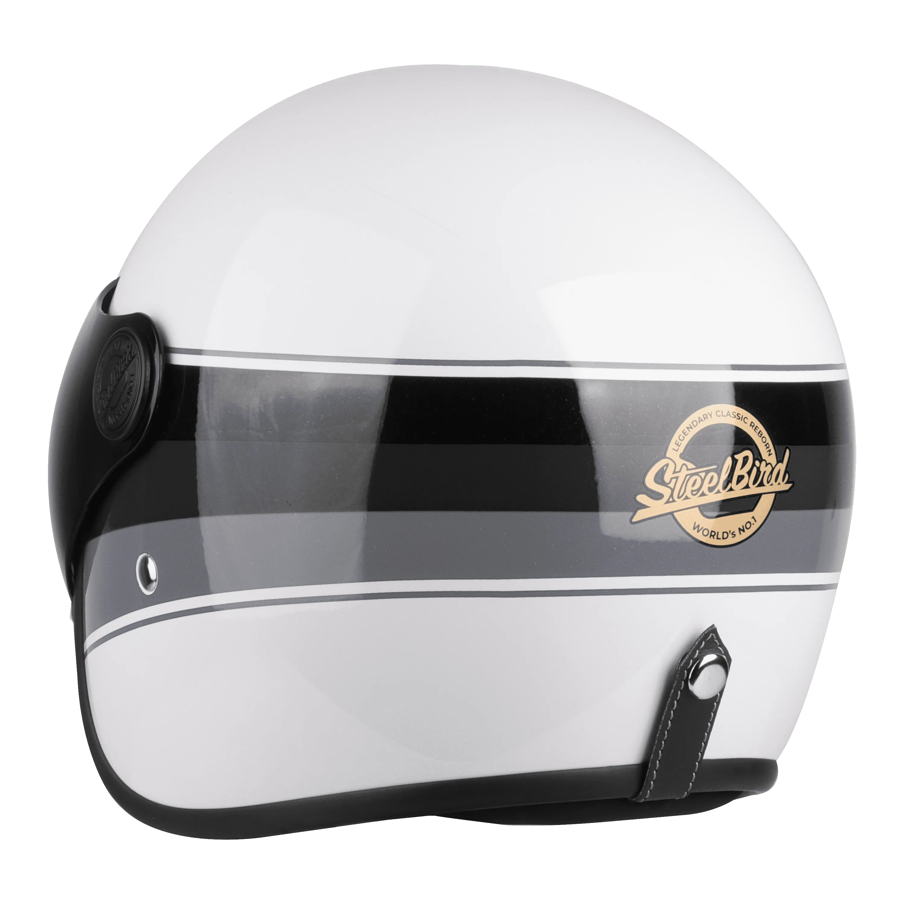 STEELBIRD Sbh 56 Vintage White Grey Half Face Helmet