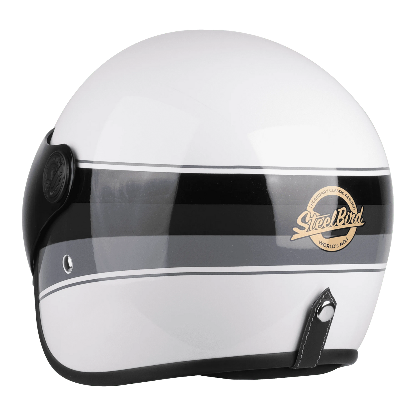 STEELBIRD Sbh 56 Vintage White Grey Half Face Helmet