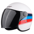 STEELBIRD Sbh 56 Vintage White Red Half Face Helmet