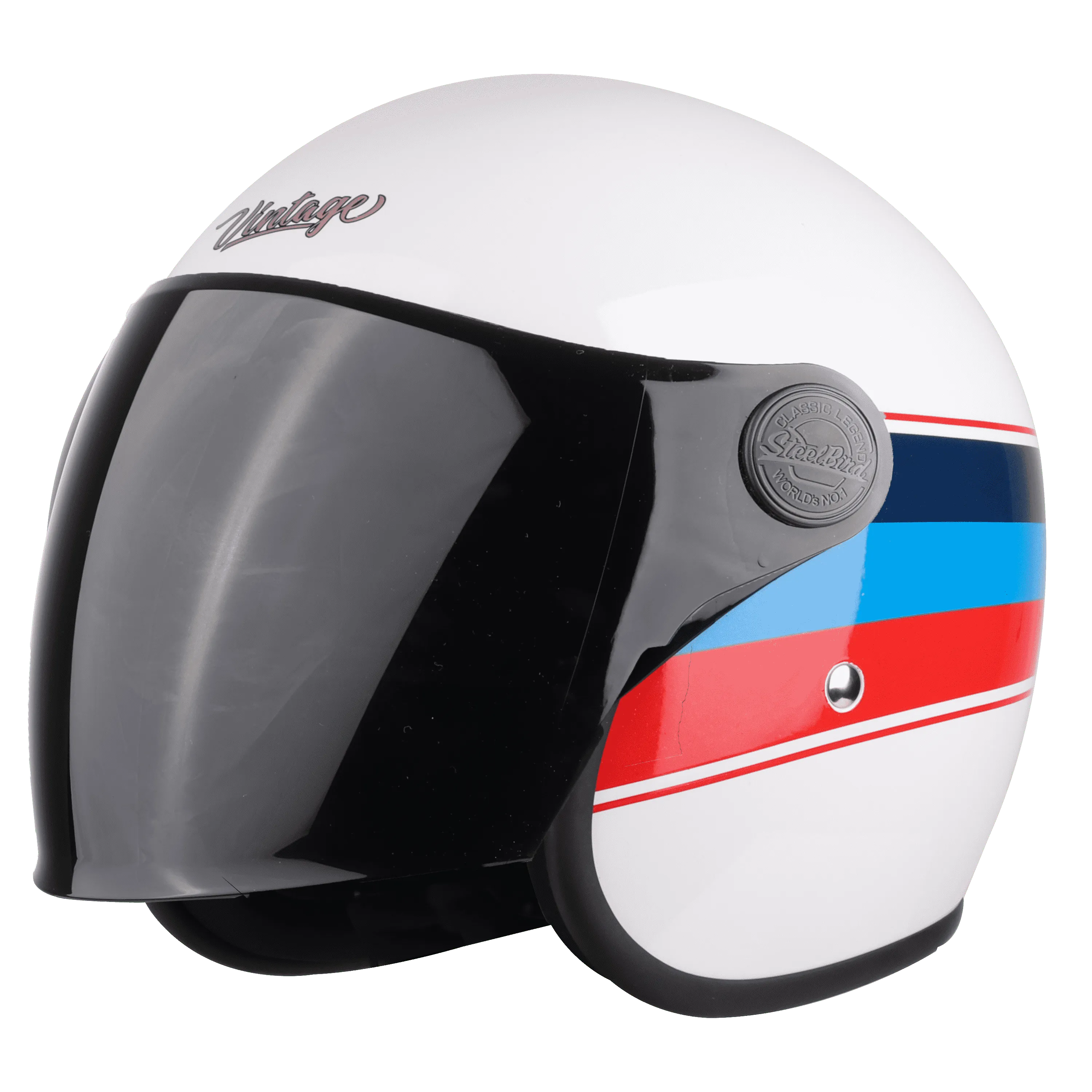 STEELBIRD Sbh 56 Vintage White Red Half Face Helmet