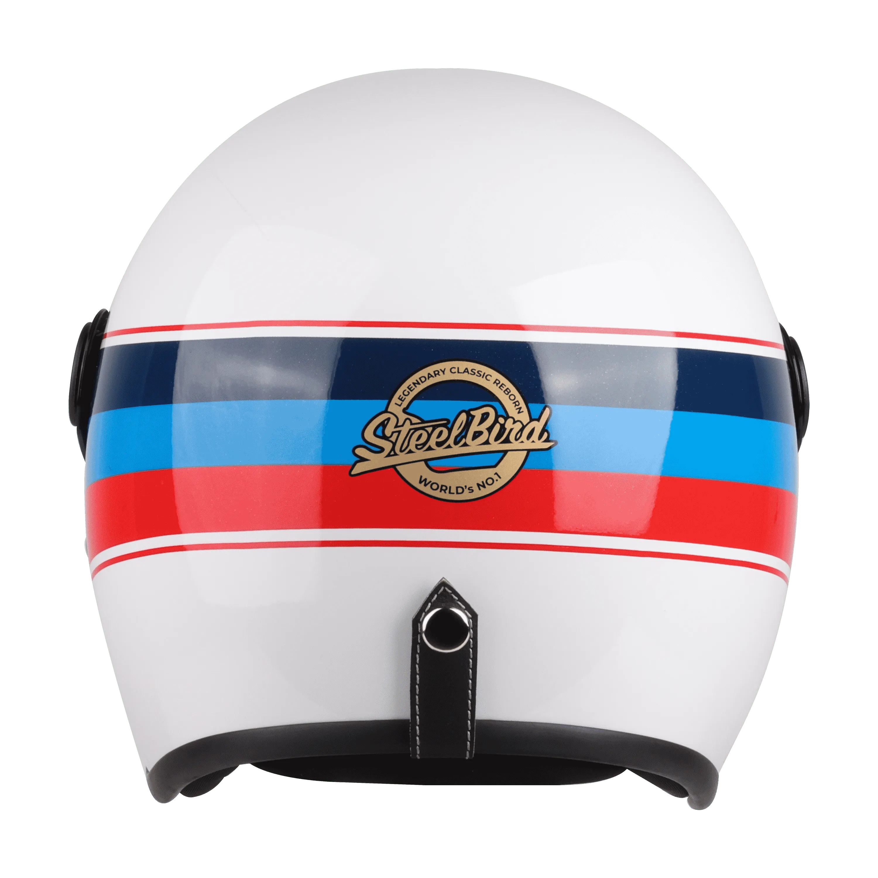 STEELBIRD Sbh 56 Vintage White Red Half Face Helmet