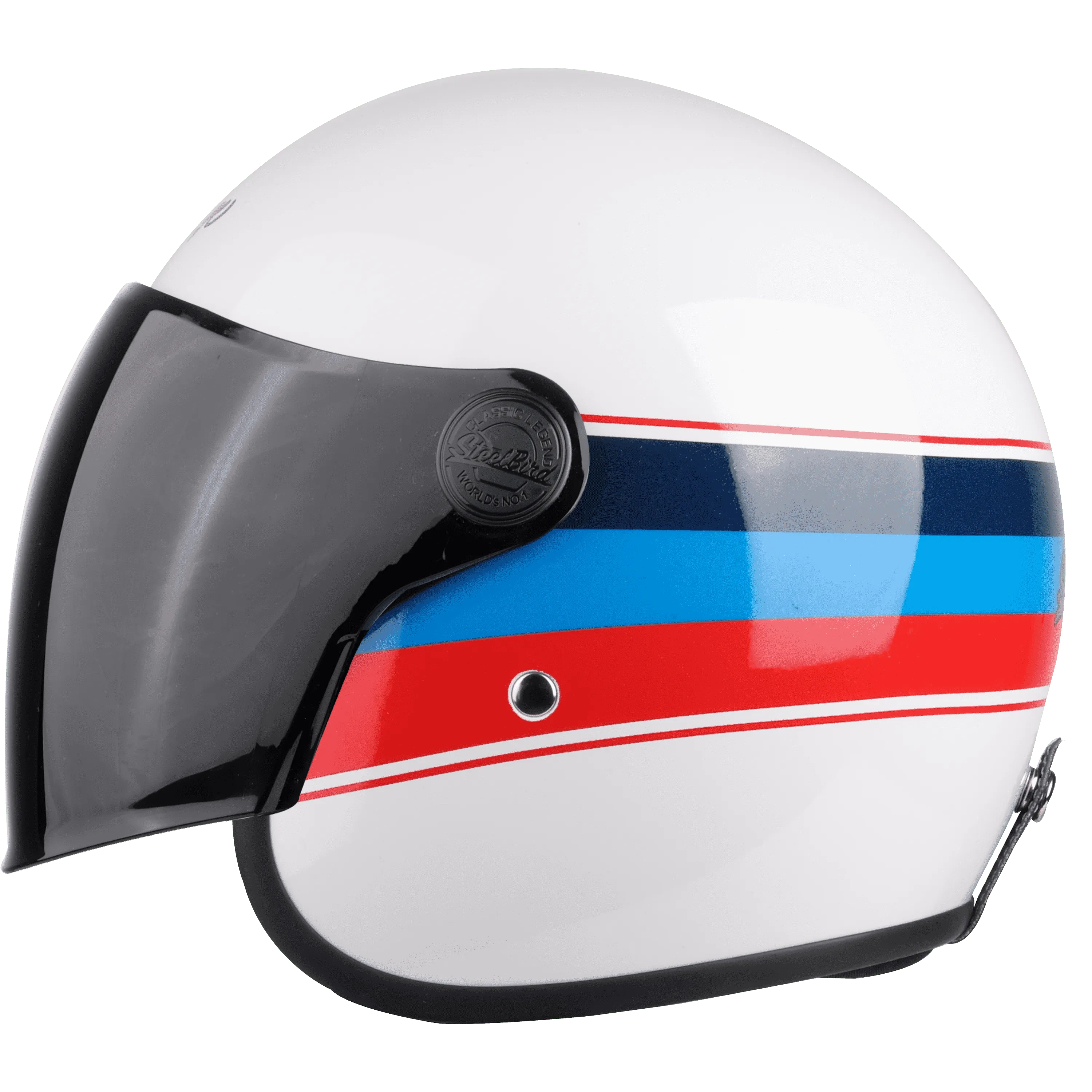 STEELBIRD Sbh 56 Vintage White Red Half Face Helmet