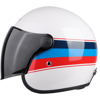 STEELBIRD Sbh 56 Vintage White Red Half Face Helmet