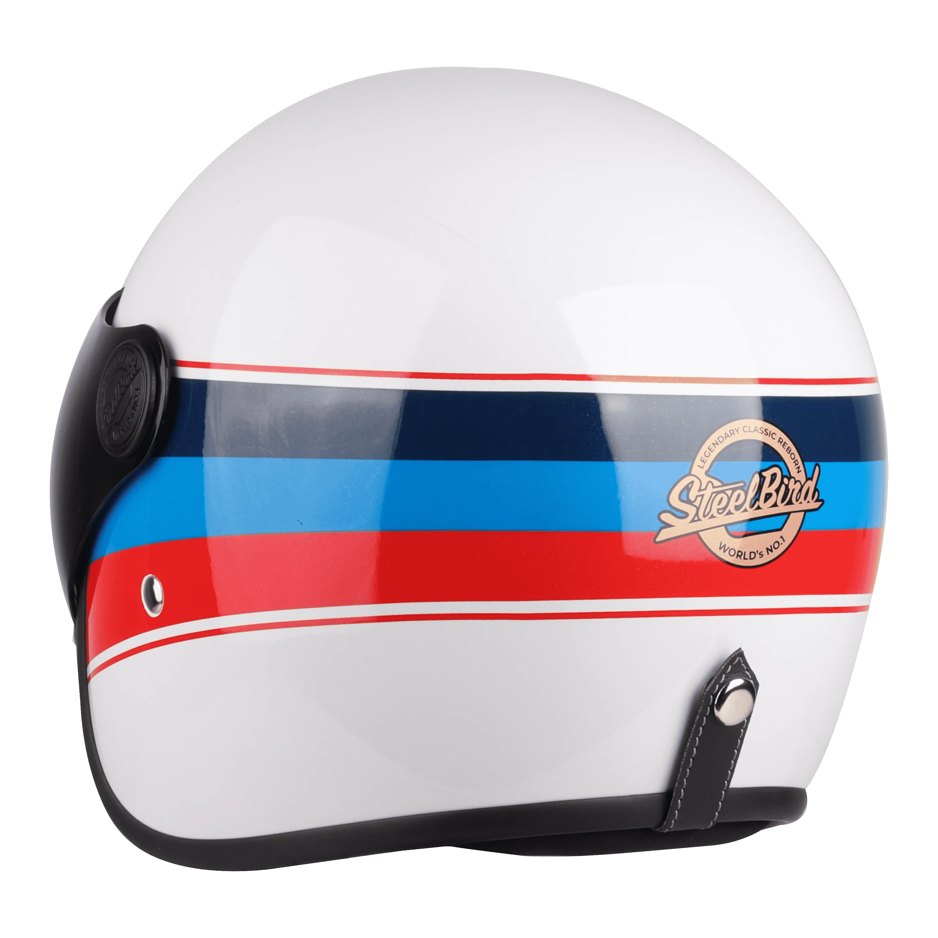 STEELBIRD Sbh 56 Vintage White Red Half Face Helmet