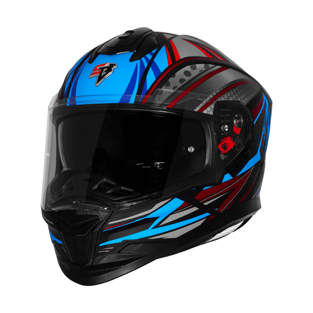 Steelbird Sbh 57 Fighter F12 Black Jazz Blue Full Face Helmet