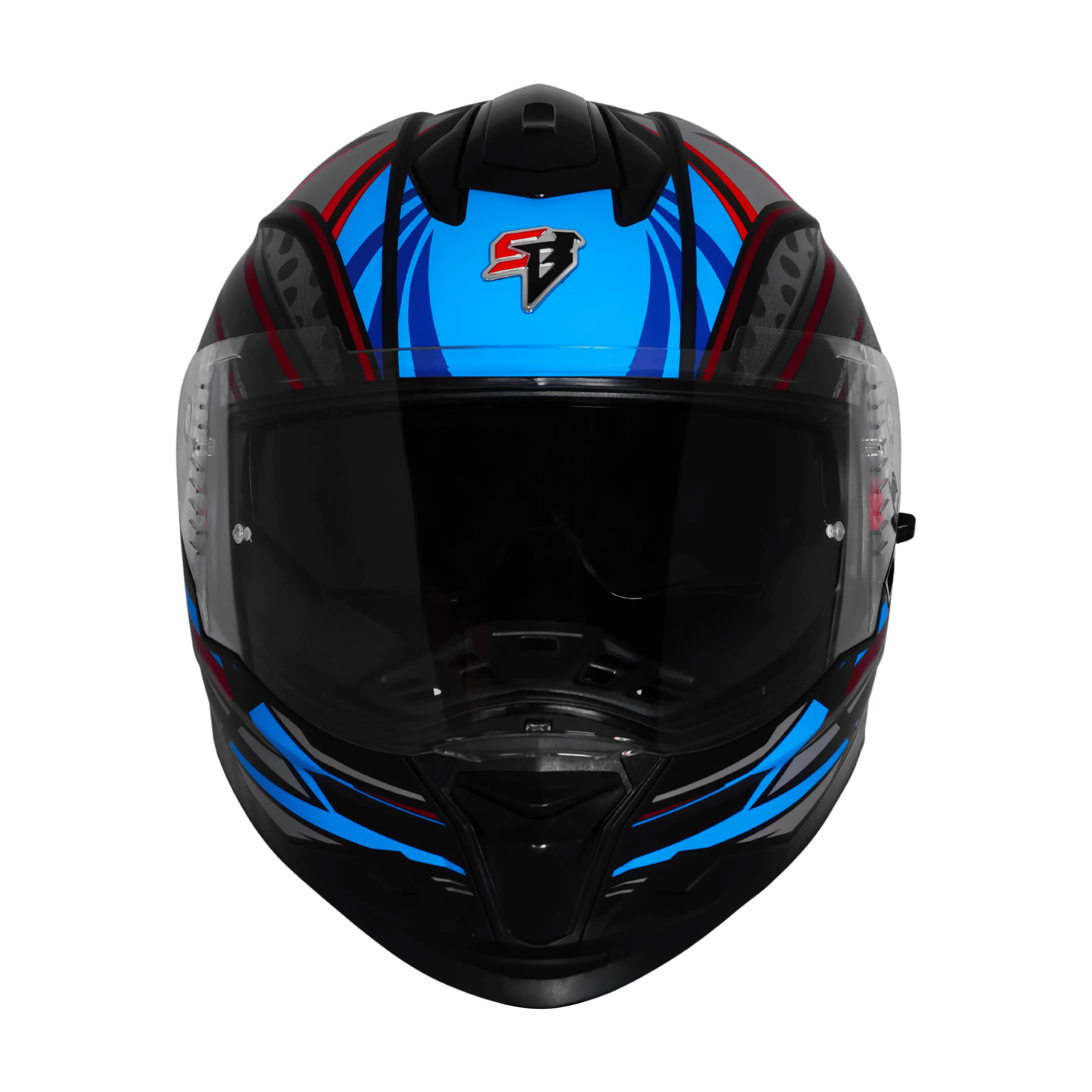 Steelbird Sbh 57 Fighter F12 Black Jazz Blue Full Face Helmet