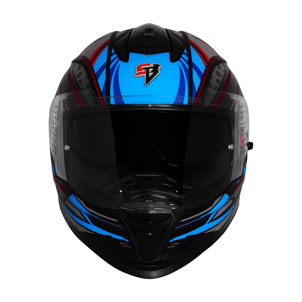 Steelbird Sbh 57 Fighter F12 Black Jazz Blue Full Face Helmet